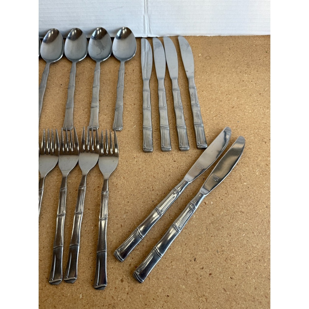 Escapade NATIONAL STAINLESS Flatware 32 pcs Mixed Lot Bamboo Design - Picture 4 of 5
